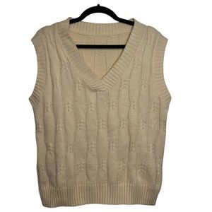 beige/cream/tan cable knit sweater vest